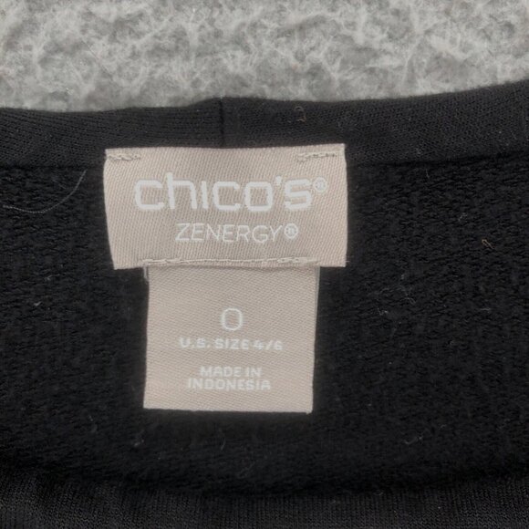 Chicos Top Womens 0 US 4/6 Black Zynergy Wide Cowl Neck Tunic High Low Stretch - Picture 5 of 9